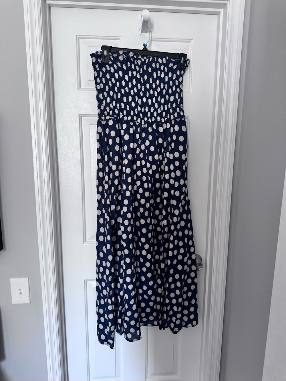 Navy Blue Polka Dot Maxi Dress